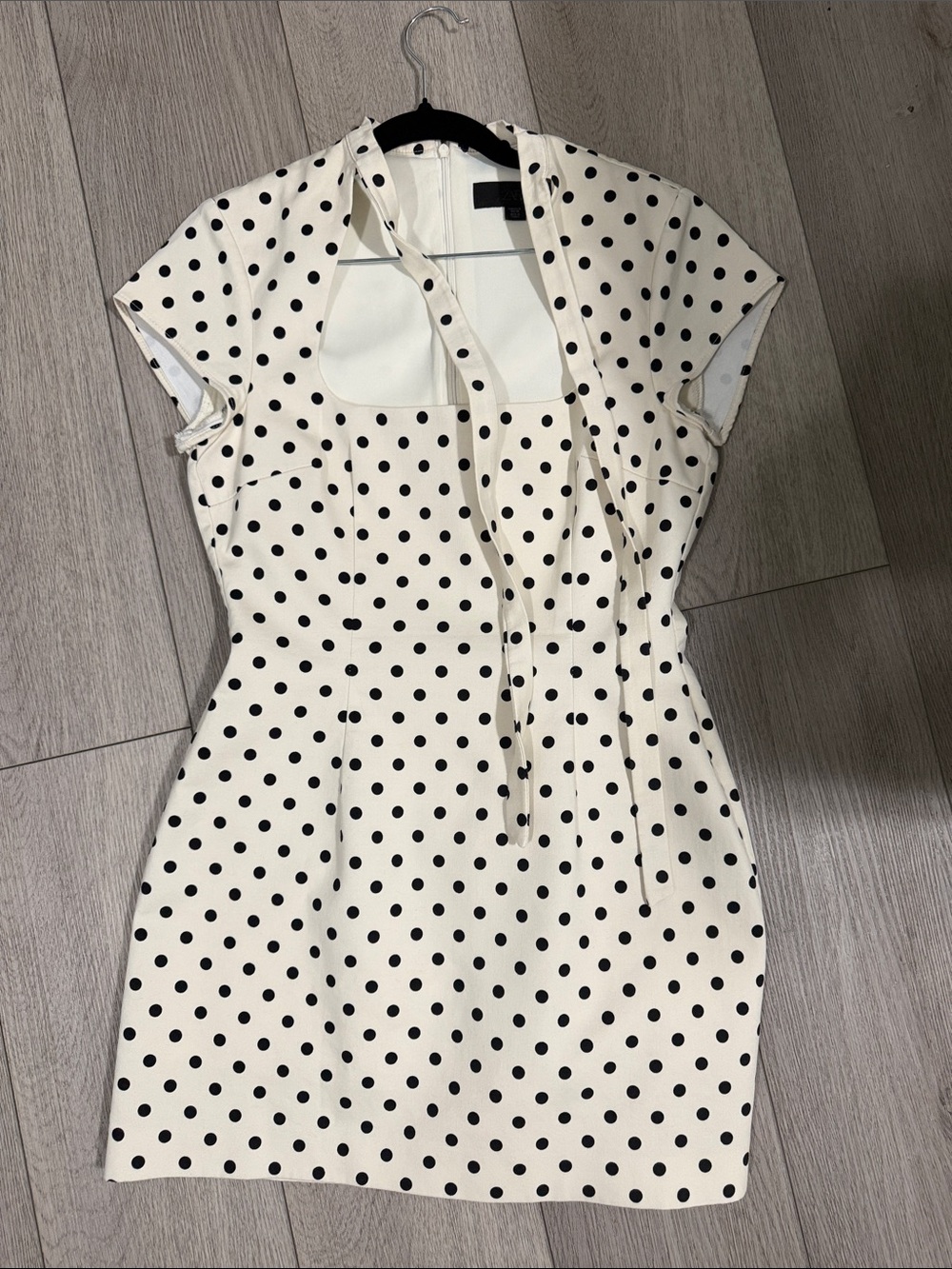 Zara Cream Mini Dress with Black Polka Dots